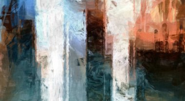 Soyut arkaplanda pürüzlü fırça darbeleri. Fırça boyası. Renkli boya darbeleri. Eşsiz duvar sanatı. Tuvaldeki modern sanat. Renkli çağdaş sanat eserleri. 