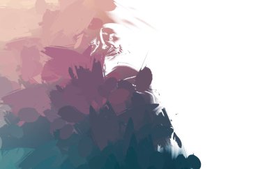 Duvar sanatı Eşsiz ve yaratıcı illüstrasyon. Fırça darbesi ile boyanmış. Renkli fırça darbelerinin soyut arkaplanı. Fırçalanmış canlı duvar kâğıdı. Boyalı sanatsal yaratım.