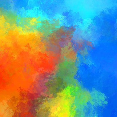 Canlı fırça darbeleriyle boyanmış. Renkli desenli resim. Fırçalanmış duvar kağıdını boya.