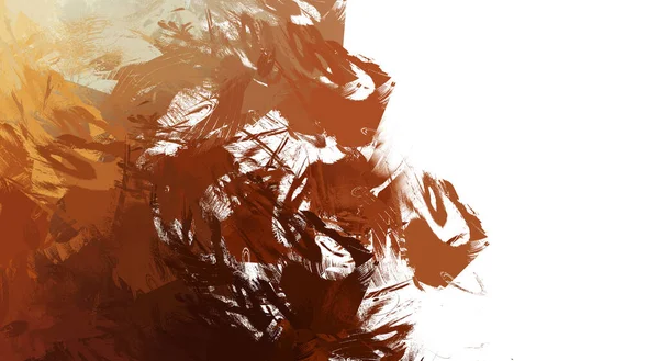 Taranmış Boyalı Soyut Arkaplan. Vahşi kaotik fırça darbeleri. Boya darbeleri. 2D İllüstrasyon. Fırça darbeli resim. 