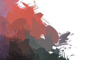 Taranmış Boyalı Soyut Arkaplan. Vahşi kaotik fırça darbeleri. Boya darbeleri. 2D İllüstrasyon. Fırça darbeli resim. 