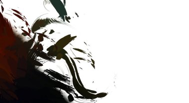 Taranmış Boyalı Soyut Arkaplan. Vahşi kaotik fırça darbeleri. Boya darbeleri. 2D İllüstrasyon. Fırça darbeli resim. 