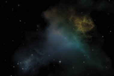 Galaksi uzayındaki yıldız alanı renkli nebula ile. Uzayın derinliklerinin bilim kurgu geçmişi. Ruhsal duvar kağıdı.