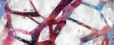 Soyut arkaplanda pürüzlü fırça darbeleri. Fırça boyası. Renkli boya darbeleri. Eşsiz duvar sanatı. Tuvaldeki modern sanat. Renkli çağdaş sanat eserleri. 