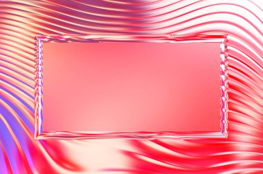 Soyut çerçeveli arkaplan. Renkli, canlı, dalgalı bir duvar kağıdı. Merkezi çerçeveli yaratıcı grafik 2d çizim. Dinamik şekilli modaya uygun sıvı örtüsü.