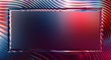 Soyut çerçeveli arkaplan. Renkli, canlı, dalgalı bir duvar kağıdı. Merkezi çerçeveli yaratıcı grafik 2d çizim. Dinamik şekilli modaya uygun sıvı örtüsü.