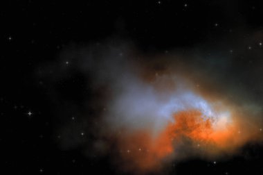 Galaksi uzayındaki yıldız alanı renkli nebula ile. Uzayın derinliklerinin bilim kurgu geçmişi. Ruhsal duvar kağıdı.