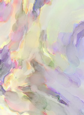 Modern fırça darbeleri. Pastel renklerde suluboya resim. Poster, duvar sanatı, afiş, kart, kitap kapağı veya ambalaj için sakinleştirici kompozisyonun yumuşak renkli çizimi. 