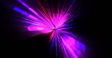 Fütürist mercek patlaması. Parlayan parçacıkları ve çizgileri olan ışık patlaması yıldızı. Güzel soyut ışın arkaplanı.