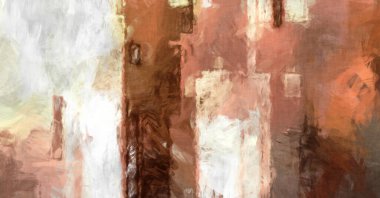 Soyut arkaplanda pürüzlü fırça darbeleri. Fırça boyası. Renkli boya darbeleri. Eşsiz duvar sanatı. Tuvaldeki modern sanat. Renkli çağdaş sanat eserleri. 