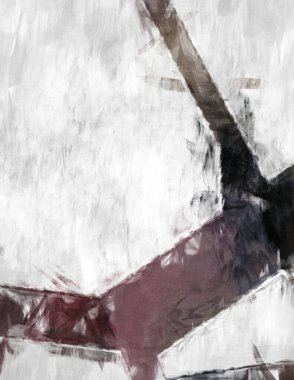 Soyut arkaplanda pürüzlü fırça darbeleri. Fırça boyası. Renkli boya darbeleri. Eşsiz duvar sanatı. Tuvaldeki modern sanat. Renkli çağdaş sanat eserleri. 