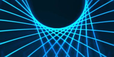 Işık dalgalarının neon renkli soyut tasarımı. Dijital arka plan ve neon ışığı parlama efekti. Parlak ışınlar duvar kağıdı.