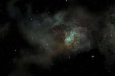 Galaksi uzayındaki yıldız alanı renkli nebula ile. Uzayın derinliklerinin bilim kurgu geçmişi. Ruhsal duvar kağıdı.