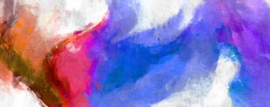 Soyut arkaplanda pürüzlü fırça darbeleri. Fırça boyası. Renkli boya darbeleri. Eşsiz duvar sanatı. Tuvaldeki modern sanat. Renkli çağdaş sanat eserleri. 