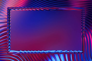 Soyut çerçeveli arkaplan. Renkli, canlı, dalgalı bir duvar kağıdı. Merkezi çerçeveli yaratıcı grafik 2d çizim. Dinamik şekilli modaya uygun sıvı örtüsü.