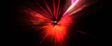 Fütürist mercek patlaması. Parlayan parçacıkları ve çizgileri olan ışık patlaması yıldızı. Güzel soyut ışın arkaplanı.