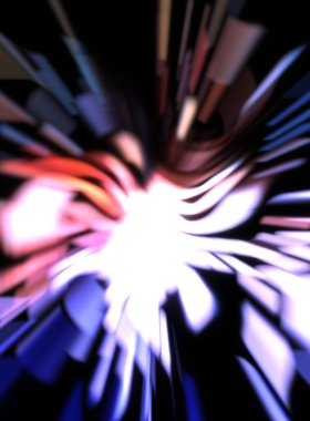 Işık parçacık izleri. Parlayan parçacıkları ve çizgileri olan ışık patlaması yıldızı. Güzel hareketli soyut ışın arkaplanı.