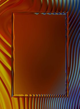 Soyut çerçeveli arkaplan. Renkli, canlı, dalgalı bir duvar kağıdı. Merkezi çerçeveli yaratıcı grafik 2d çizim. Dinamik şekilli modaya uygun sıvı örtüsü.