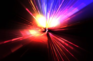 Fütürist mercek patlaması. Parlayan parçacıkları ve çizgileri olan ışık patlaması yıldızı. Güzel soyut ışın arkaplanı.