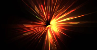 Fütürist mercek patlaması. Parlayan parçacıkları ve çizgileri olan ışık patlaması yıldızı. Güzel soyut ışın arkaplanı.