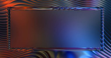 Soyut çerçeveli arkaplan. Renkli, canlı, dalgalı bir duvar kağıdı. Merkezi çerçeveli yaratıcı grafik 2d çizim. Dinamik şekilli modaya uygun sıvı örtüsü.