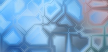 Renkli ve canlı geometrik şekiller katmanları var. Bir teknoloji planının dijital illüstrasyonu. Gelecekçi tasarım şablonu.