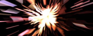 Işık parçacık izleri. Parlayan parçacıkları ve çizgileri olan ışık patlaması yıldızı. Güzel hareketli soyut ışın arkaplanı.