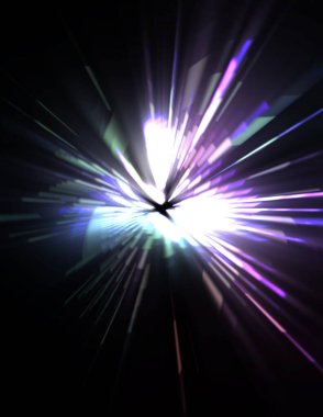 Fütürist mercek patlaması. Parlayan parçacıkları ve çizgileri olan ışık patlaması yıldızı. Güzel soyut ışın arkaplanı.