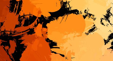 Canlı fırça darbeleriyle boyanmış. Renkli desenli resim. Fırçalanmış duvar kağıdını boya.