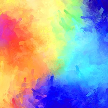 Canlı fırça darbeleriyle boyanmış. Renkli desenli resim. Fırçalanmış duvar kağıdını boya.