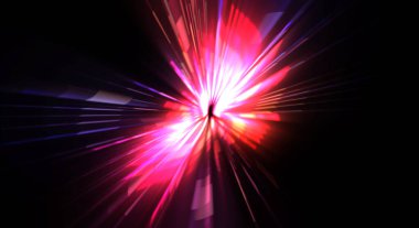 Fütürist mercek patlaması. Parlayan parçacıkları ve çizgileri olan ışık patlaması yıldızı. Güzel soyut ışın arkaplanı.