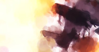 El yapımı sürreal soyut desenli suluboya. Modern sanatsal resim. 2D çizim. Arkaplan boyası karışımı. Yaratıcı duvar sanatı. Çağdaş sanat