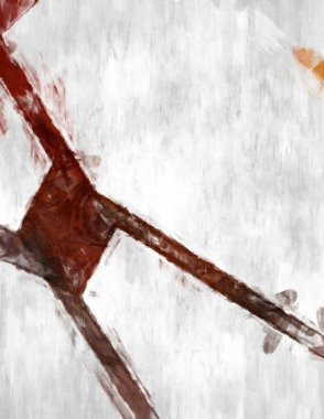 Soyut arkaplanda pürüzlü fırça darbeleri. Fırça boyası. Renkli boya darbeleri. Eşsiz duvar sanatı. Tuvaldeki modern sanat. Renkli çağdaş sanat eserleri. 