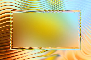 Soyut çerçeveli arkaplan. Renkli, canlı, dalgalı bir duvar kağıdı. Merkezi çerçeveli yaratıcı grafik 2d çizim. Dinamik şekilli modaya uygun sıvı örtüsü.