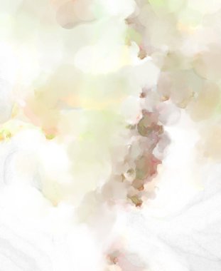 Pastel renklerde suluboya resim. Poster, duvar sanatı, afiş, kart, kitap kapağı ya da ambalaj için rahatlatıcı kompozisyonun yumuşak renkli çizimi. Modern fırça darbeleri resim.