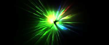 Fütürist mercek patlaması. Parlayan parçacıkları ve çizgileri olan ışık patlaması yıldızı. Güzel soyut ışın arkaplanı.