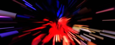 Işık parçacık izleri. Parlayan parçacıkları ve çizgileri olan ışık patlaması yıldızı. Güzel hareketli soyut ışın arkaplanı.