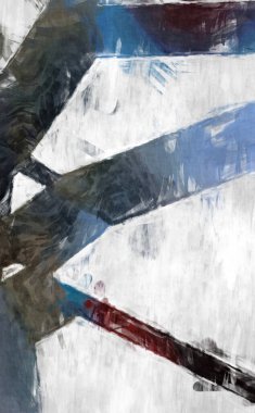 Soyut arkaplanda pürüzlü fırça darbeleri. Fırça boyası. Renkli boya darbeleri. Eşsiz duvar sanatı. Tuvaldeki modern sanat. Renkli çağdaş sanat eserleri. 