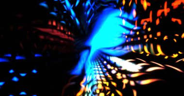 Işık parçacık izleri. Parlayan parçacıkları ve çizgileri olan ışık patlaması yıldızı. Güzel hareketli soyut ışın arkaplanı.