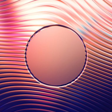 Soyut çerçeveli arkaplan. Renkli, canlı, dalgalı bir duvar kağıdı. Merkezi çerçeveli yaratıcı grafik 2d çizim. Dinamik şekilli modaya uygun sıvı örtüsü.