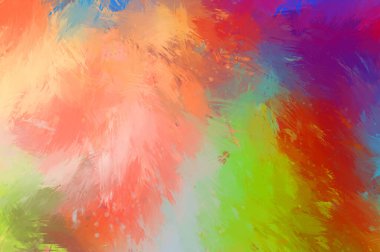 Canlı fırça darbeleriyle boyanmış. Renkli desenli resim. Fırçalanmış duvar kağıdını boya.