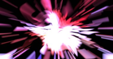 Işık parçacık izleri. Parlayan parçacıkları ve çizgileri olan ışık patlaması yıldızı. Güzel hareketli soyut ışın arkaplanı.