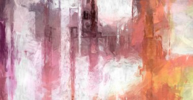 Soyut arkaplanda pürüzlü fırça darbeleri. Fırça boyası. Renkli boya darbeleri. Eşsiz duvar sanatı. Tuvaldeki modern sanat. Renkli çağdaş sanat eserleri. 