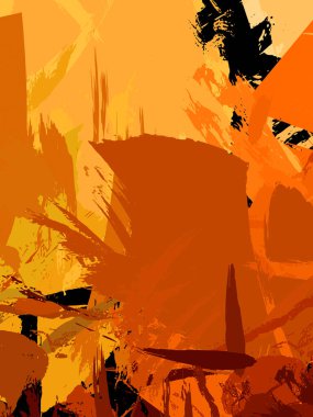 Vahşi fırça darbeleriyle yaratıcı soyut resim. Artistik fırça darbeleriyle donatılmış. Renkli ve canlı bir tasvir. Boyalı sanat.