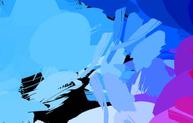 Vahşi fırça darbeleriyle yaratıcı soyut resim. Artistik fırça darbeleriyle donatılmış. Renkli ve canlı bir tasvir. Boyalı sanat.