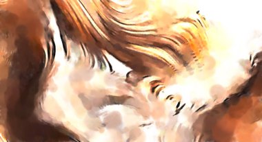 Soyut arkaplanda pürüzlü fırça darbeleri. Fırça boyası. Renkli boya darbeleri. Eşsiz duvar sanatı. Tuvaldeki modern sanat. Renkli çağdaş sanat eserleri. 