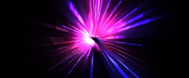 Fütürist mercek patlaması. Parlayan parçacıkları ve çizgileri olan ışık patlaması yıldızı. Güzel soyut ışın arkaplanı.