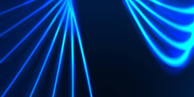Işık dalgalarının neon renkli soyut tasarımı. Dijital arka plan ve neon ışığı parlama efekti. Parlak ışınlar duvar kağıdı.