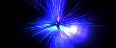 Fütürist mercek patlaması. Parlayan parçacıkları ve çizgileri olan ışık patlaması yıldızı. Güzel soyut ışın arkaplanı.