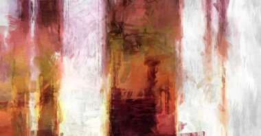 Soyut arkaplanda pürüzlü fırça darbeleri. Fırça boyası. Renkli boya darbeleri. Eşsiz duvar sanatı. Tuvaldeki modern sanat. Renkli çağdaş sanat eserleri. 